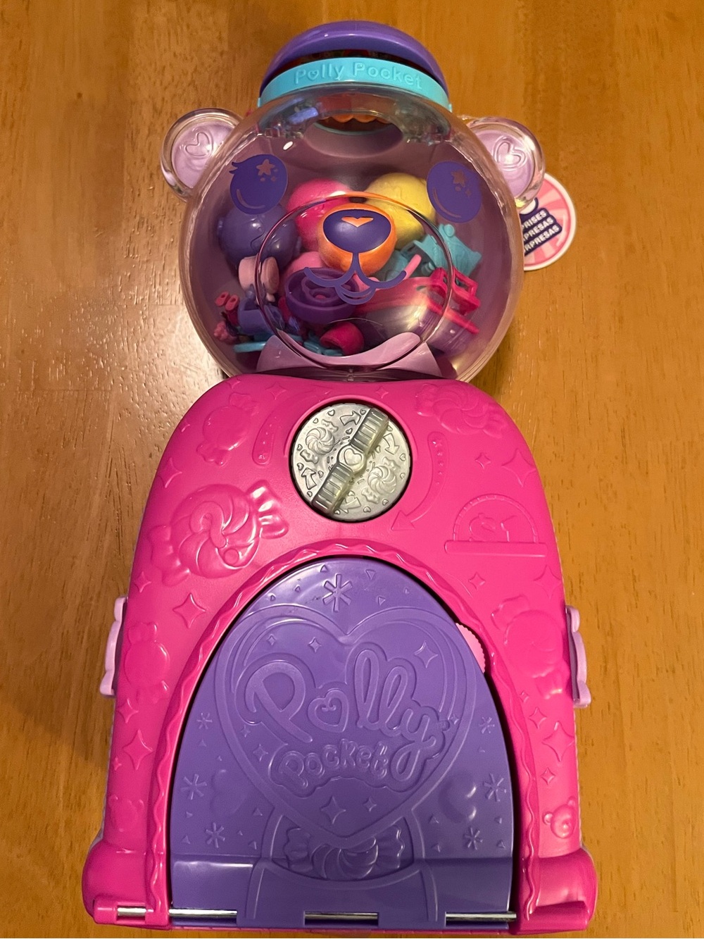 Polly Pocket Bear Gumball Machine w/26 surprises inc 2 mini dolls & accessories